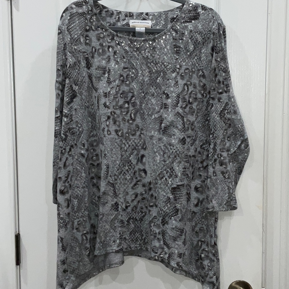 Alfred Dunner Gray Animal Print Tunic